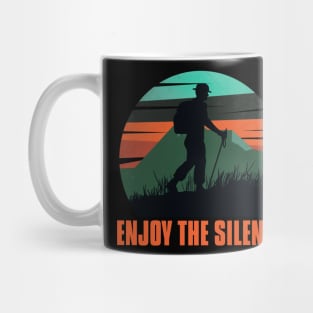 Enjoy the Silence | Retro Hiking Adventure Design for Nature Lovers Mug